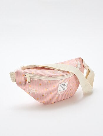 Mala de cintura com estampado floral integral em algodão