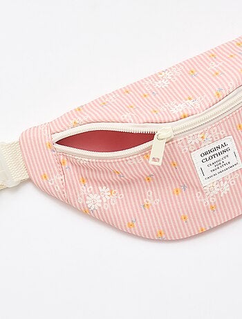 Mala de cintura com estampado floral integral em algodão