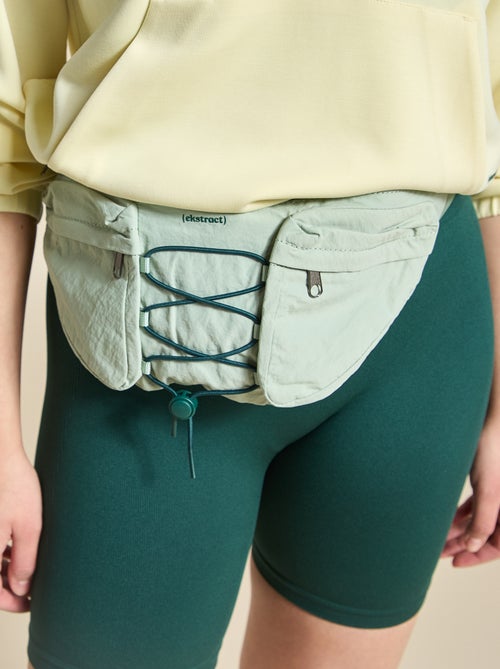 Mala de cintura desportiva (ekstract) com bolsos exteriores e interiores 15x40 cm - Kiabi Mala de cintura desportiva (ekstract) com bolsos exteriores e interiores 15x40 cm - Kiabi