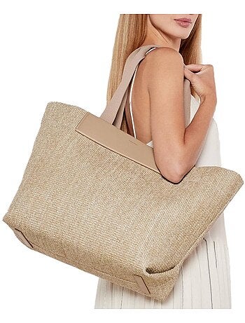 Mala de Ombro Bege em Ráfia para Mulher Calvin Klein Jeans CK Raffia