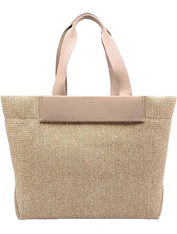 Mala de Ombro Bege em Ráfia para Mulher Calvin Klein Jeans CK Raffia