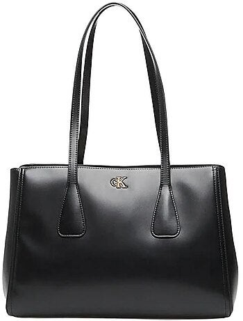 Mala de ombro calvin klein jeans média preta e branca para mulher