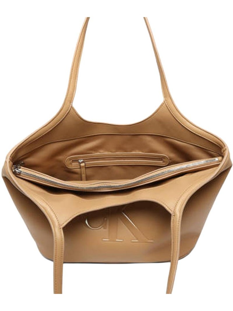 Mala de senhora camel calvin klein jeans bold ck shopper Castanho-capuccino - Kiabi