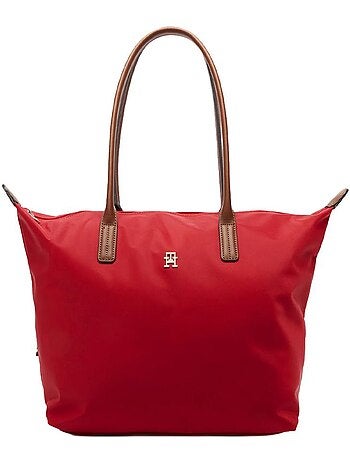 Mala de senhora vermelha tommy hilfiger popette tote para mulher