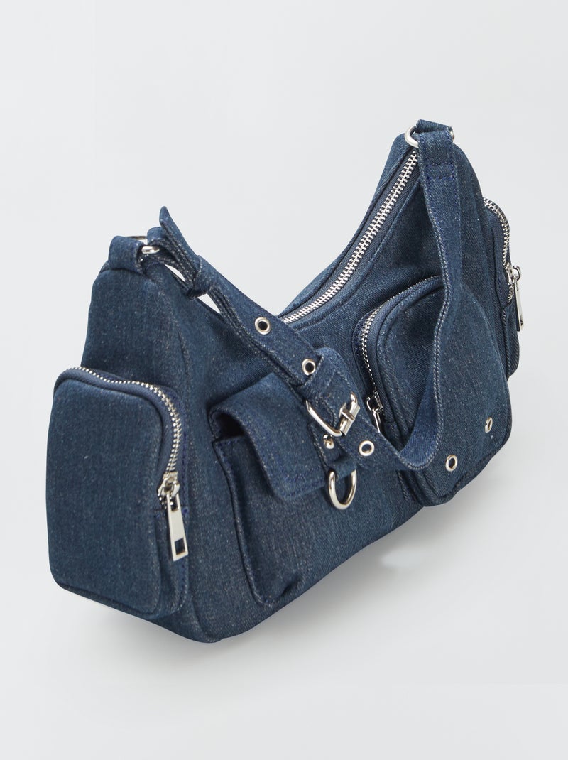 Mala em ganga com vários bolsos PRETO - Kiabi