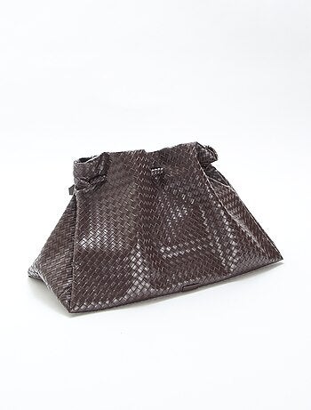 Mala grande em imitação de couro com efeito entrançado