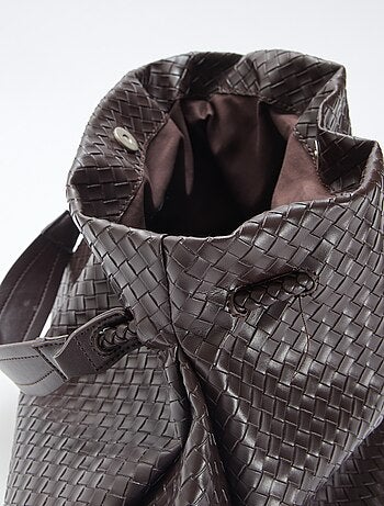 Mala grande em imitação de couro com efeito entrançado