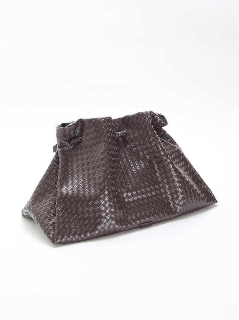 Mala grande em imitação de couro com efeito entrançado Castanho - Kiabi