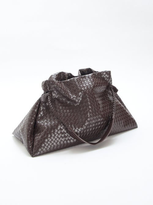 Mala grande em imitação de couro com efeito entrançado - Kiabi