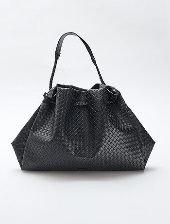 Mala grande em imitação de couro com efeito entrançado