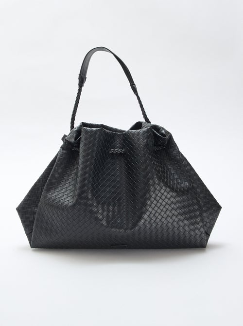 Mala grande em imitação de couro com efeito entrançado - Kiabi