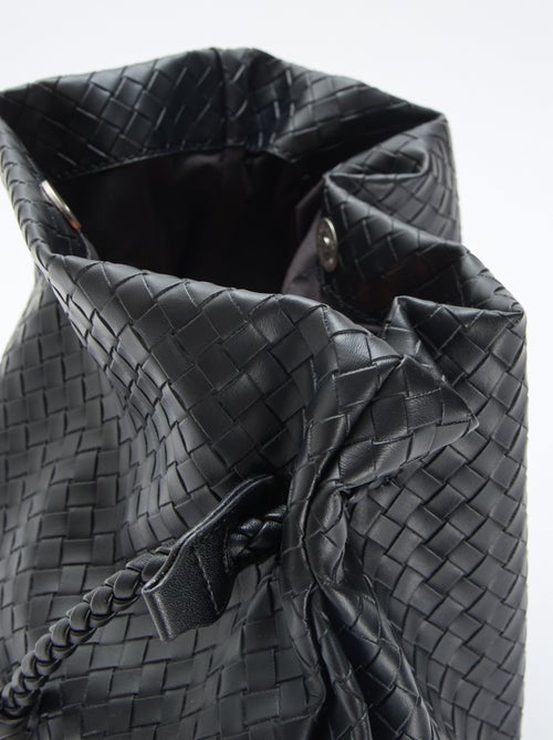 Mala grande em imitação de couro com efeito entrançado - Kiabi