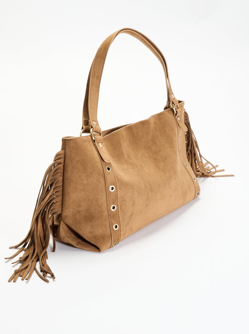 Mala hobo com franjas Caqui - Kiabi