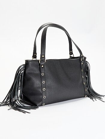 Mala hobo com franjas em imitação de pele