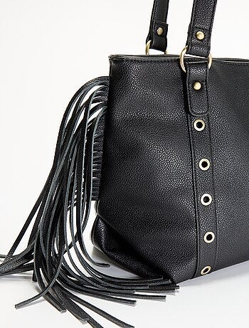 Mala hobo com franjas em imitação de pele