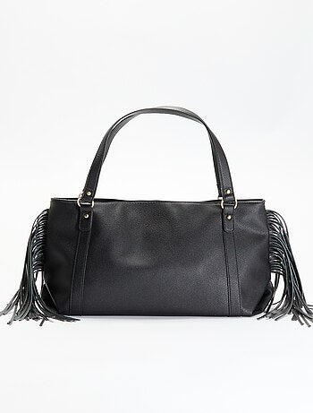 Mala hobo com franjas em imitação de pele