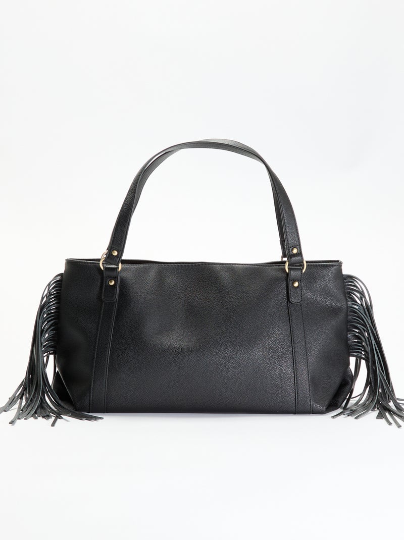 Mala hobo com franjas em imitação de pele Preto - Kiabi