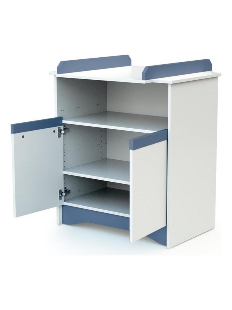 Mala muda-fraldas de 2 portas cotillon de madeira Branco Azul - Kiabi