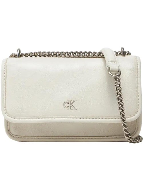Mala Tiracolo Calvin Klein Jeans Ecru com Corrente para Mulher - Kiabi Mala Tiracolo Calvin Klein Jeans Ecru com Corrente para Mulher - Kiabi
