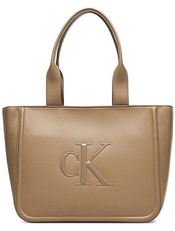Mala Tote Média Calvin Klein Jeans Bold Bege para Mulher