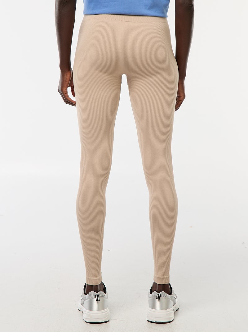 Malha elástica canelada em costura bege - Kiabi