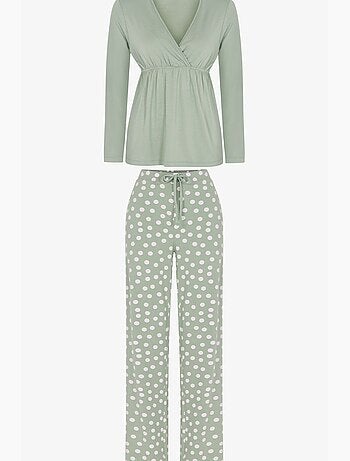 Mama conjunto de pijama com bolinhas e manga comprida penti