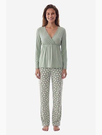 Mama conjunto de pijama com bolinhas e manga comprida penti