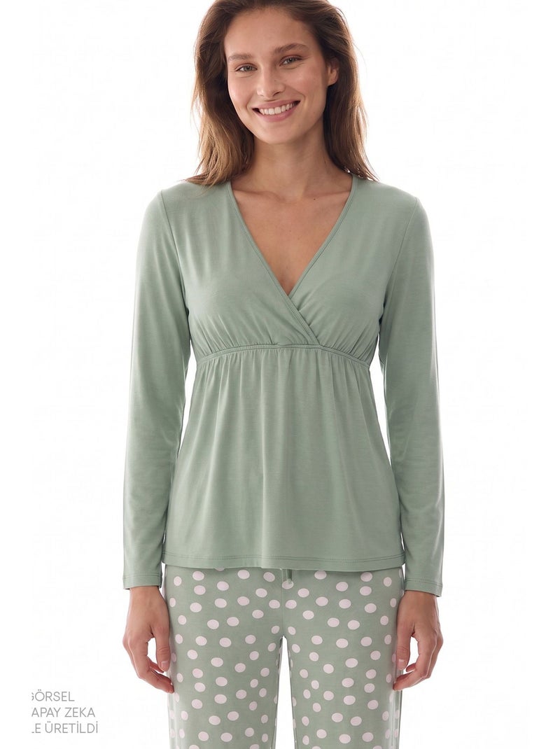 Mama conjunto de pijama com bolinhas e manga comprida penti Verde menta - Kiabi