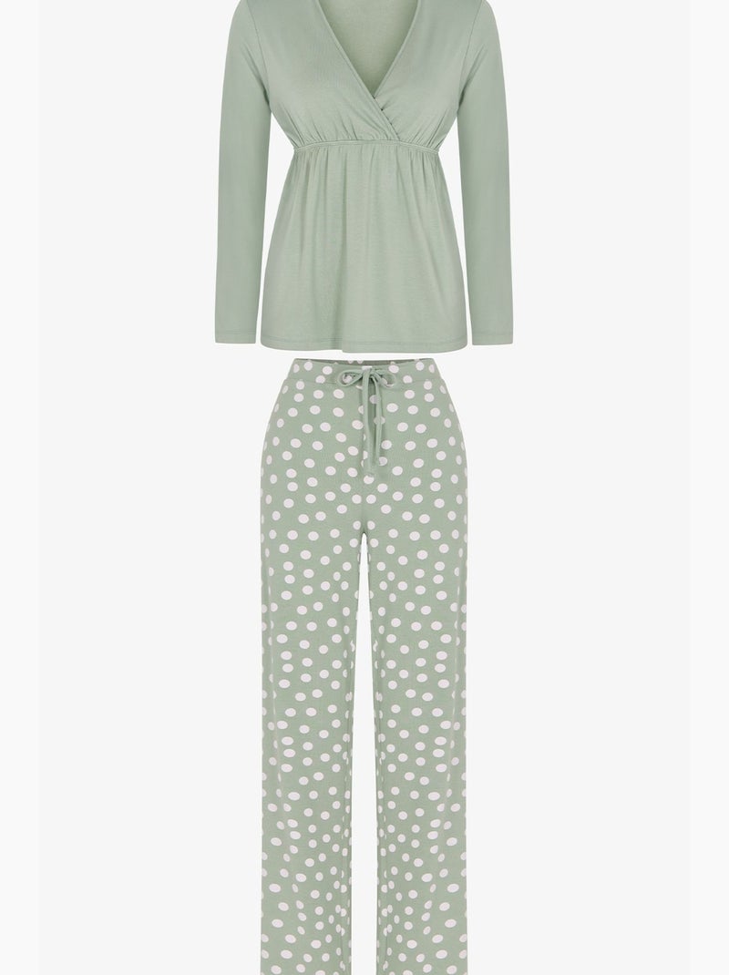 Mama conjunto de pijama com bolinhas e manga comprida penti Verde menta - Kiabi