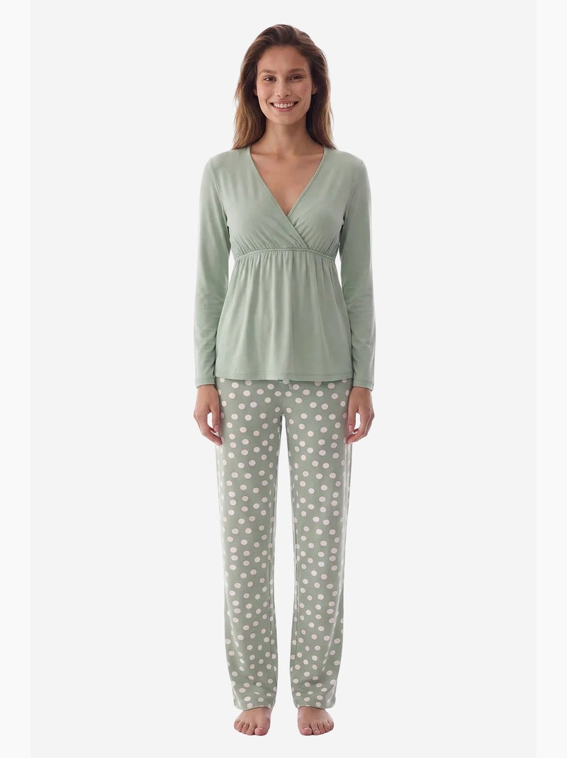 Mama conjunto de pijama com bolinhas e manga comprida penti Verde menta - Kiabi