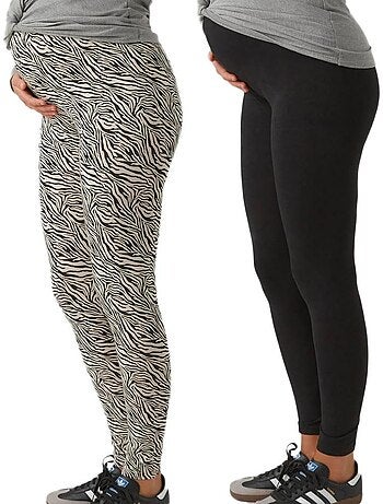 Mamalicious Lemma Leggings de Gravidez X2 em Bege/Preto para Mulher