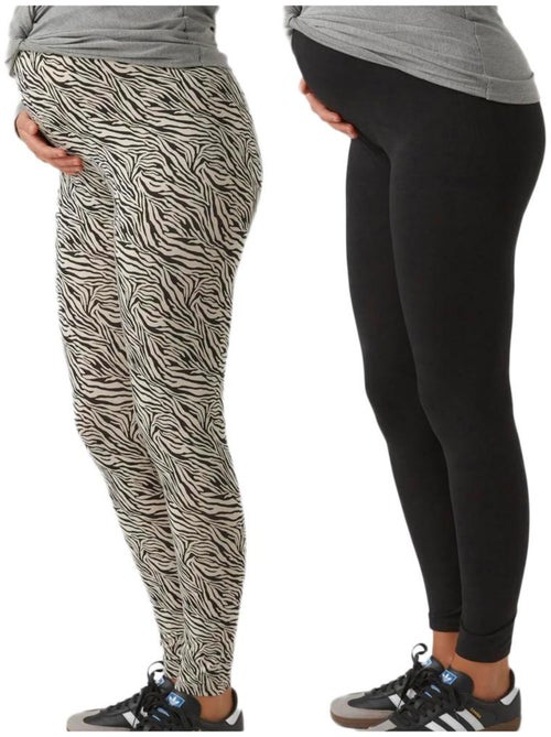 Mamalicious Lemma Leggings de Gravidez X2 em Bege/Preto para Mulher - Kiabi Mamalicious Lemma Leggings de Gravidez X2 em Bege/Preto para Mulher - Kiabi