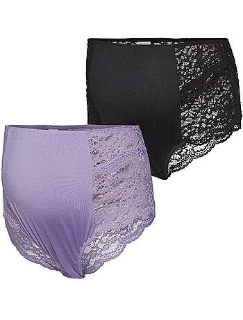 Mamalicious Senia - Pack 2 Cuecas de Gravidez Violeta/Preto para Mulher