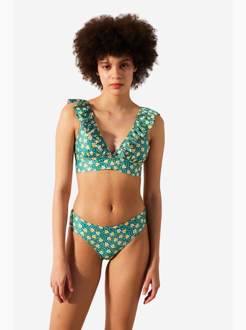 Mandy top de biquíni com folhos penti Verde esmeralda - Kiabi