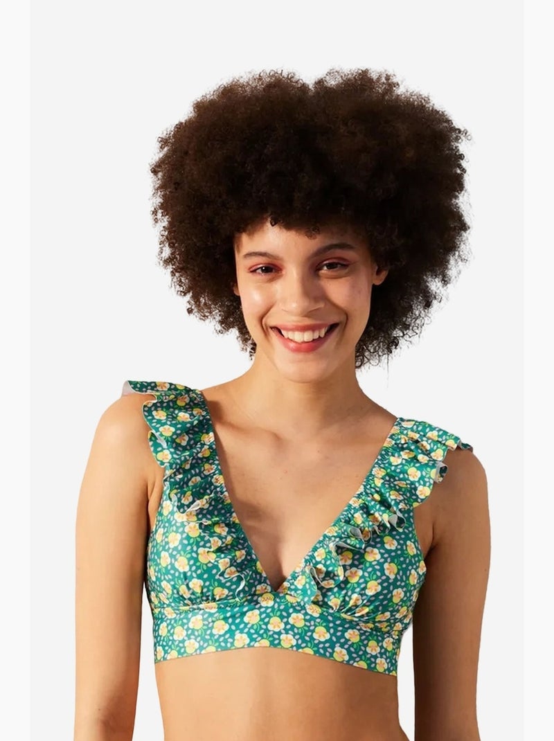 Mandy top de biquíni com folhos penti Verde esmeralda - Kiabi
