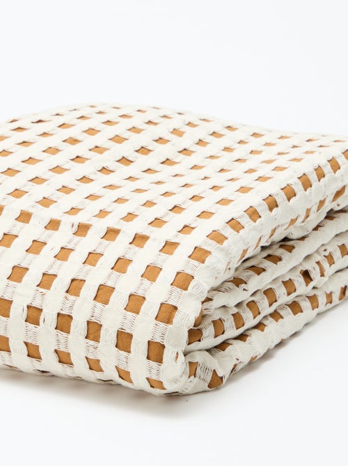 Manta bicolor com design gofrado (180 x 200 cm) - Kiabi