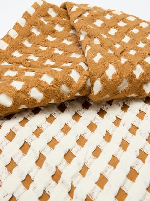 Manta bicolor com design gofrado (180 x 200 cm) - Kiabi