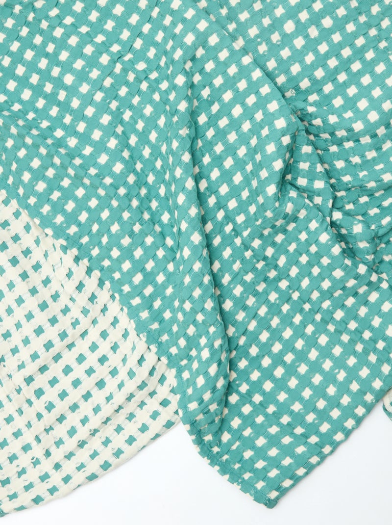 Manta bicolor com design gofrado (180 x 200 cm) Verde - Kiabi