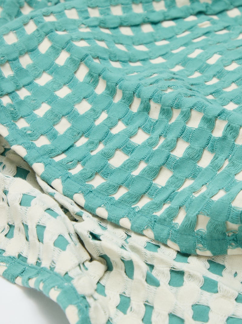 Manta bicolor com design gofrado (180 x 200 cm) Verde - Kiabi