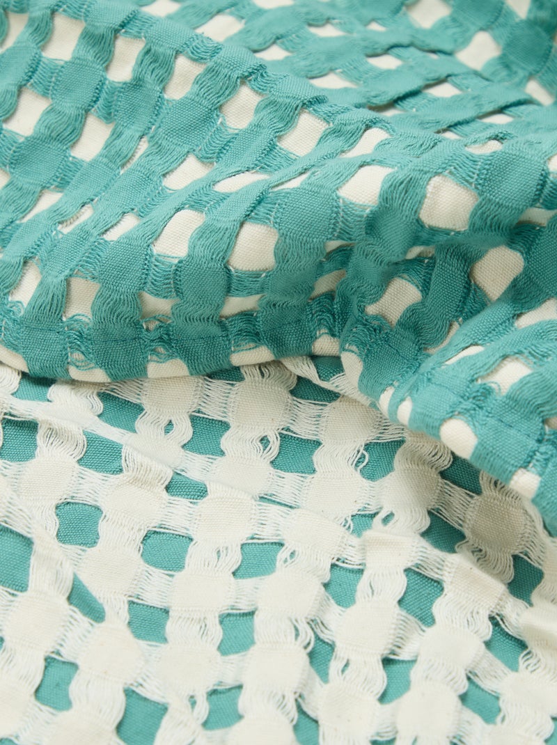 Manta bicolor com design gofrado (180 x 200 cm) Verde - Kiabi