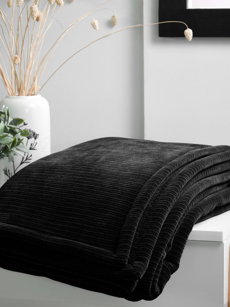 Manta canelada ultra-suave Preto - Kiabi