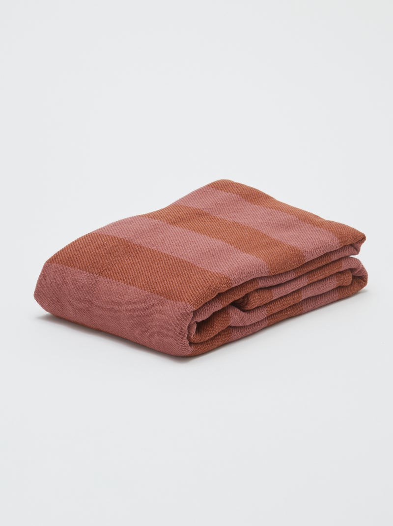 Manta de algodão às riscas - Kiabi Home ROSA - Kiabi