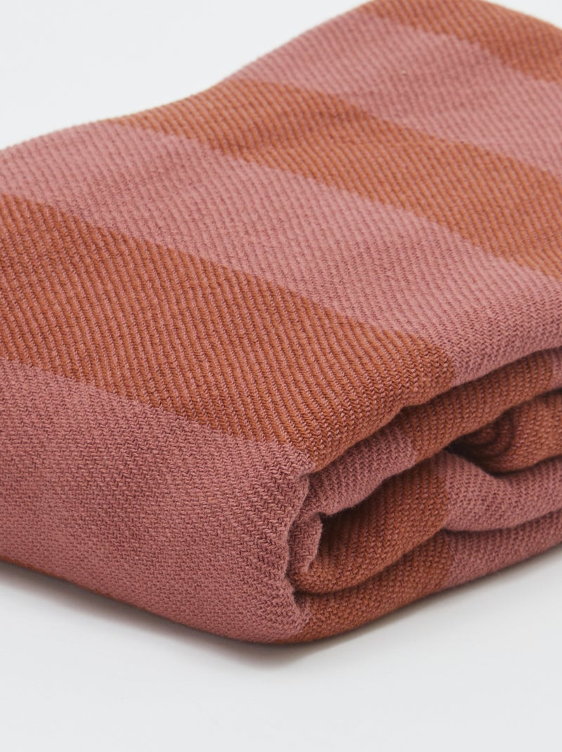 Manta de algodão às riscas - Kiabi Home ROSA - Kiabi