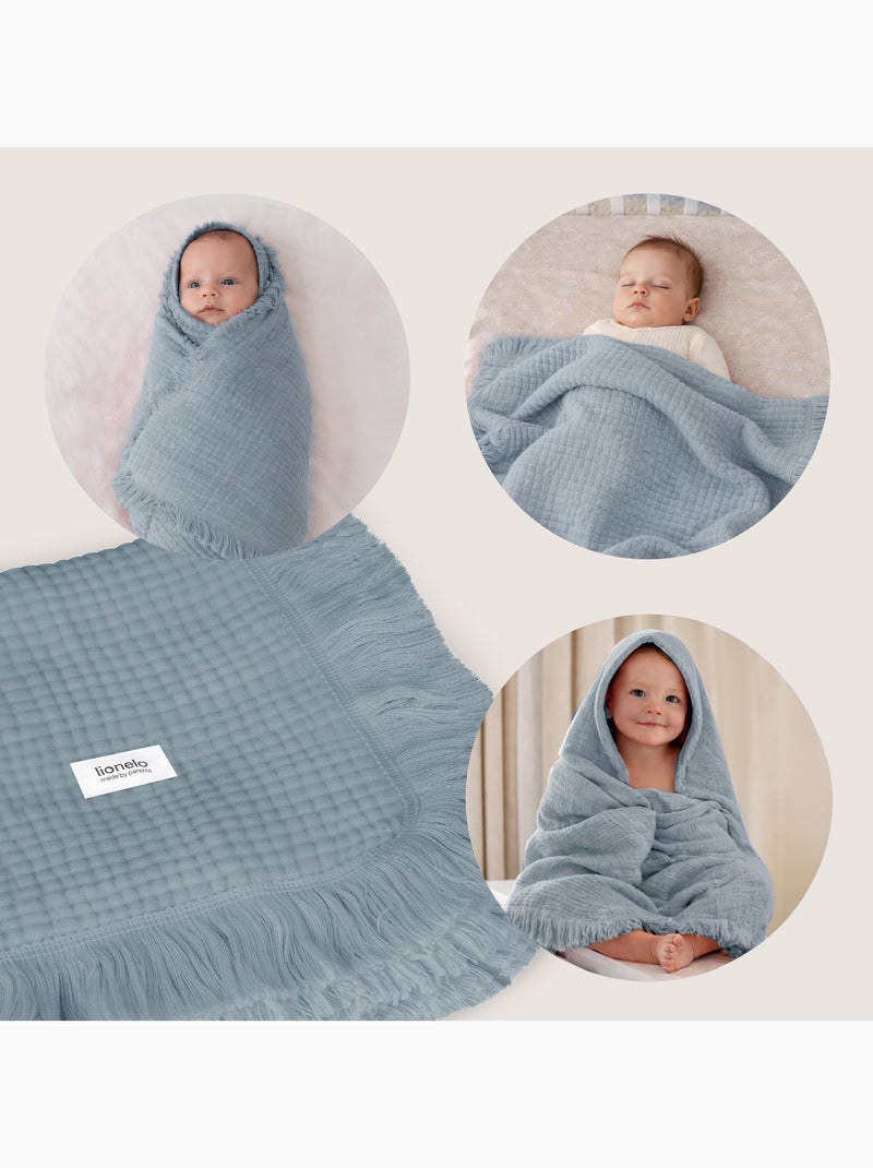 Manta de Algodão LIONELO - 70x100 cm - 100% Algodão - 280 g/m² Azul - Kiabi