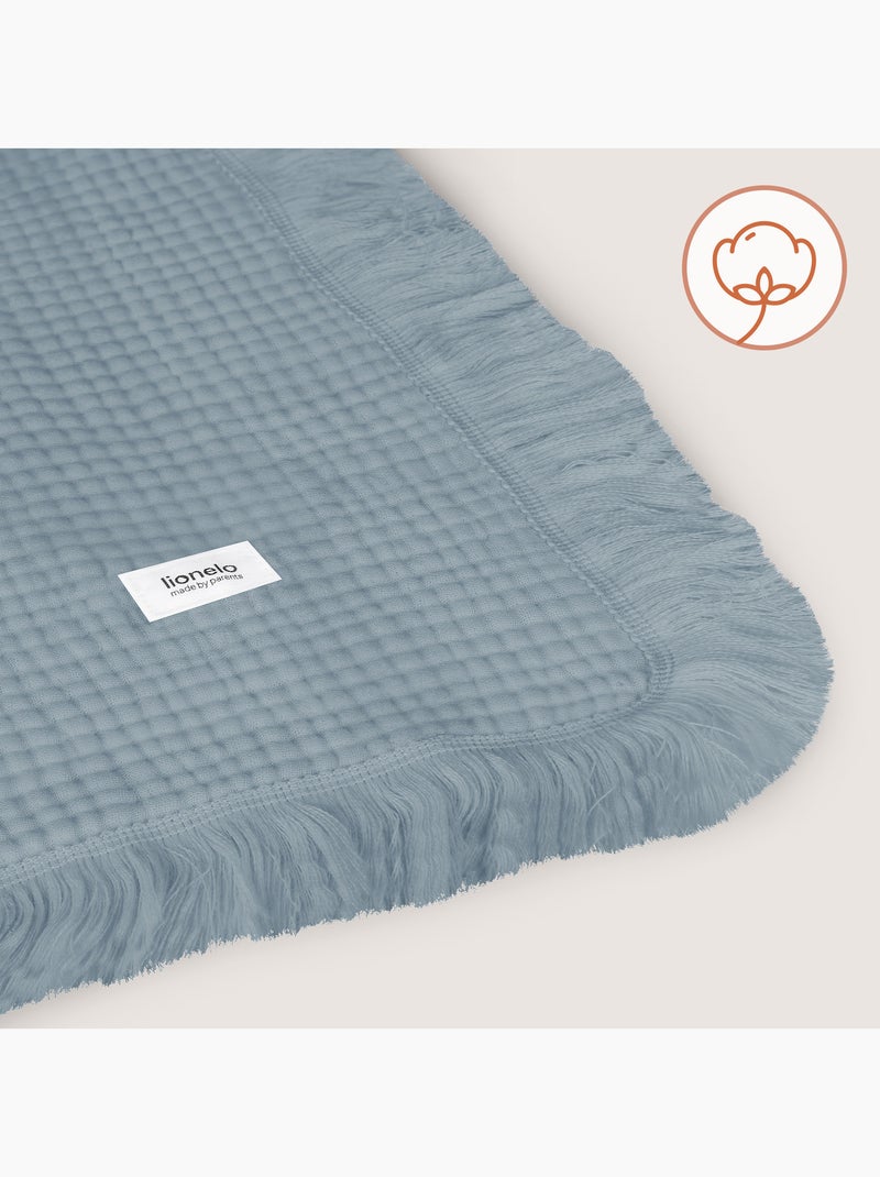 Manta de Algodão LIONELO - 70x100 cm - 100% Algodão - 280 g/m² Azul - Kiabi