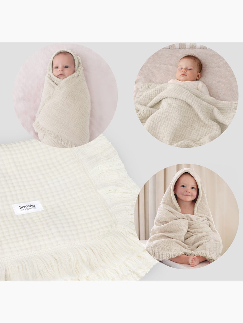 Manta de Algodão LIONELO - 70x100 cm - 100% Algodão - 280 g/m² Bege - Kiabi