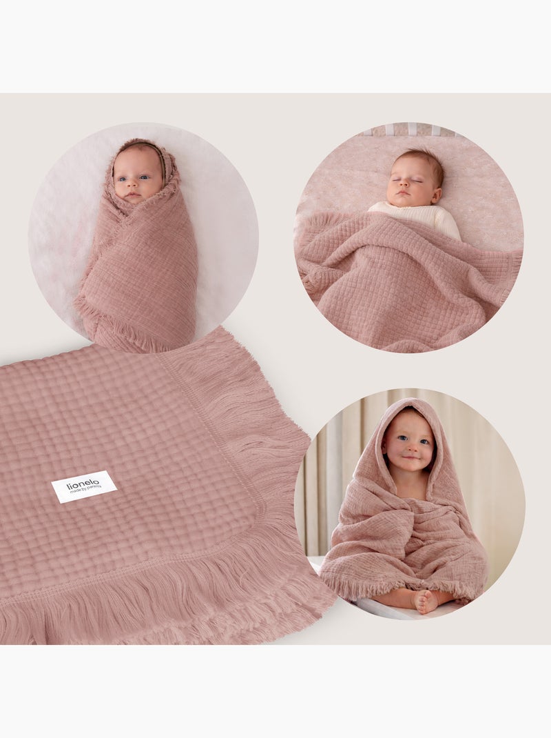 Manta de Algodão LIONELO - 70x100 cm - 100% Algodão - 280 g/m² Rosa - Kiabi