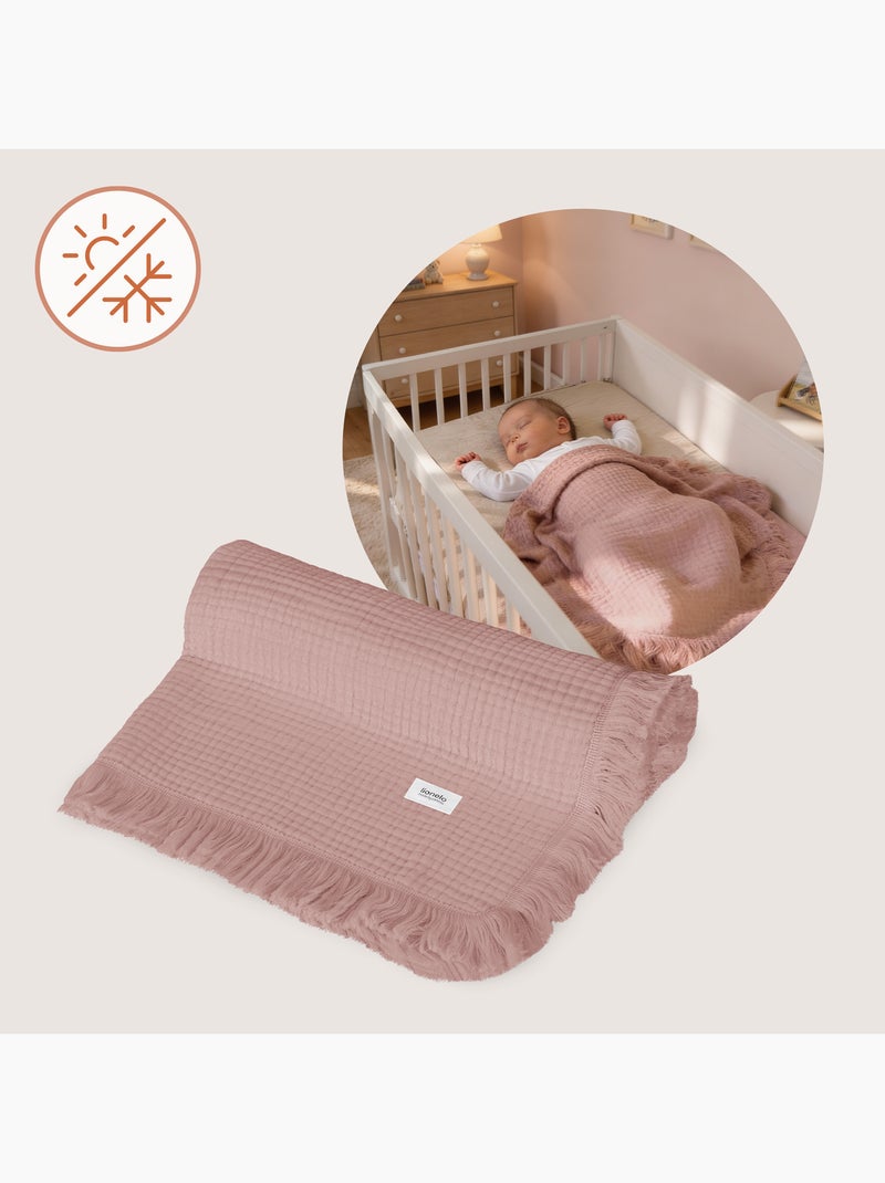 Manta de Algodão LIONELO - 70x100 cm - 100% Algodão - 280 g/m² Rosa - Kiabi