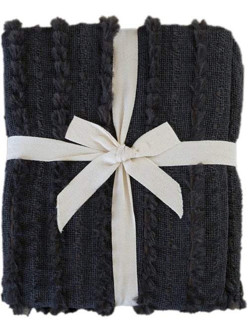 Manta de chenille texturada com franjas - Kiabi Manta de chenille texturada com franjas - Kiabi
