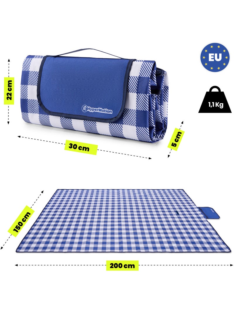 Manta de piquenique hypermotion 150 x 200 cm: impermeável, resistente e compacta Azul - Kiabi